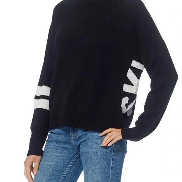 360 Cashmere Skull Cashmere NWOT Women's Rae Turtleneck Ski Sweater Black Size L - Picture 1 of 6